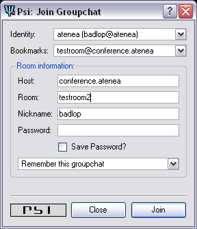 Psi: join groupchat